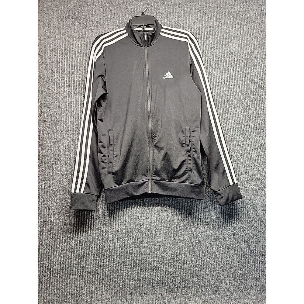 Adidas Mens Track Jacket Black White 3-Stripe Full Zip Mock Neck Size‎ M